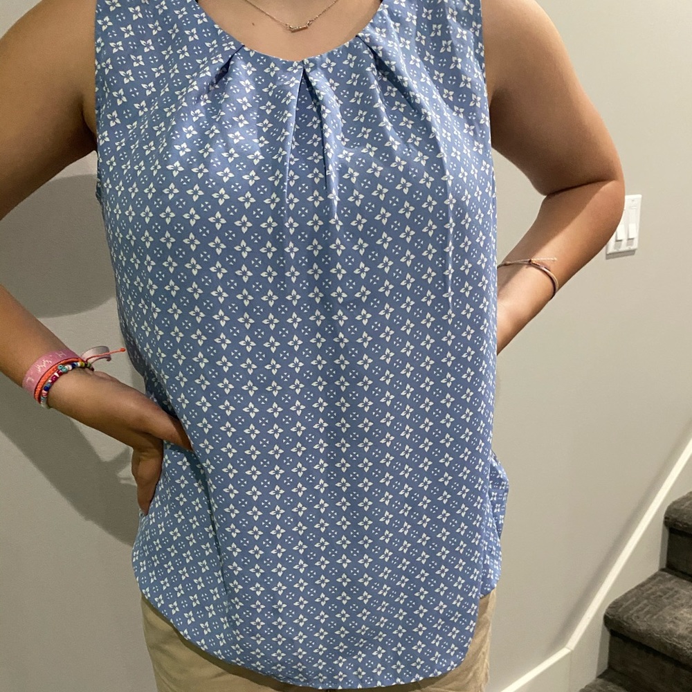 Baby Blue/White Flowy Classy Tank Top
